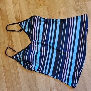 Shein Stripped Tankini top only blue lavender sz Large